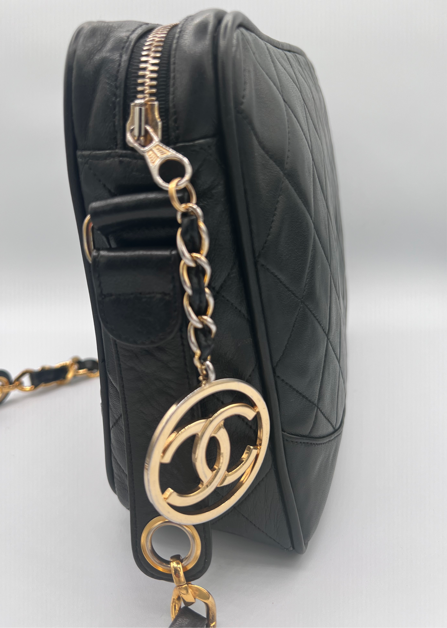Vintage Chanel Black Leather Camera Bag