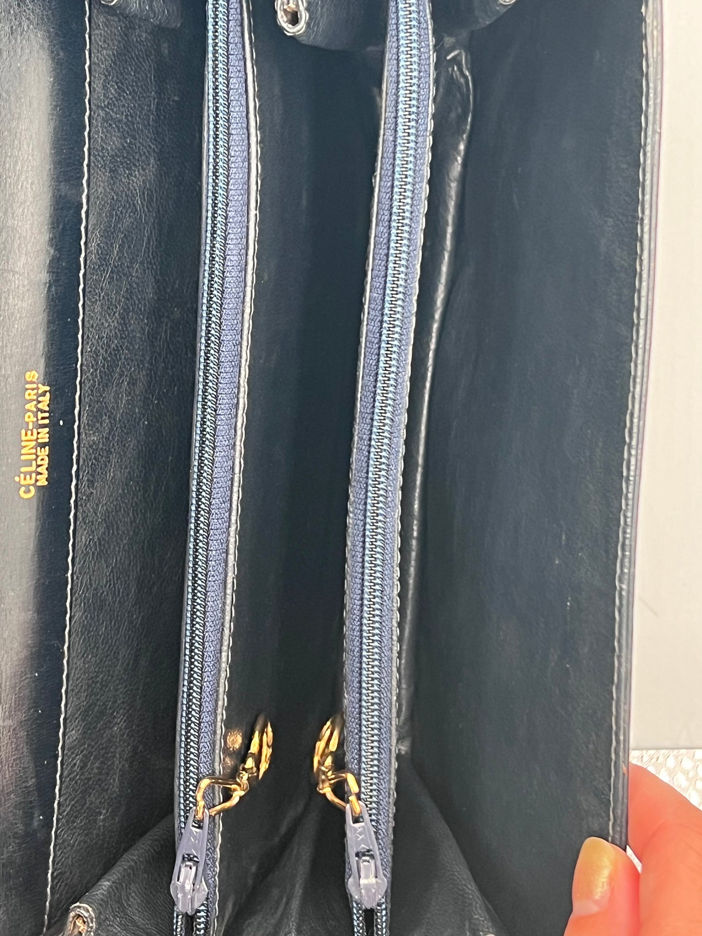 Vintage Celine C Sarky Navy Shoulder Bag