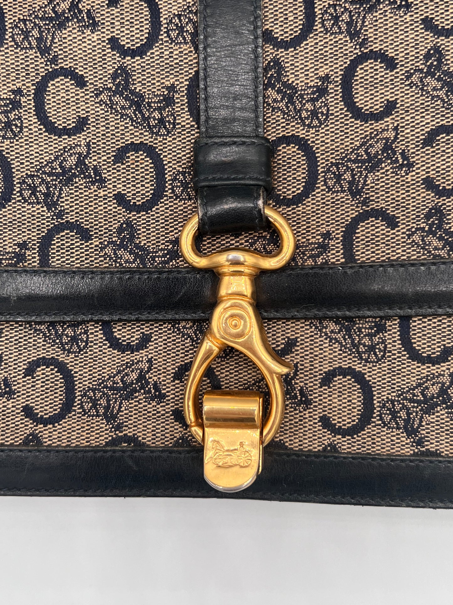 Vintage Celine C Sarky Navy Shoulder Bag