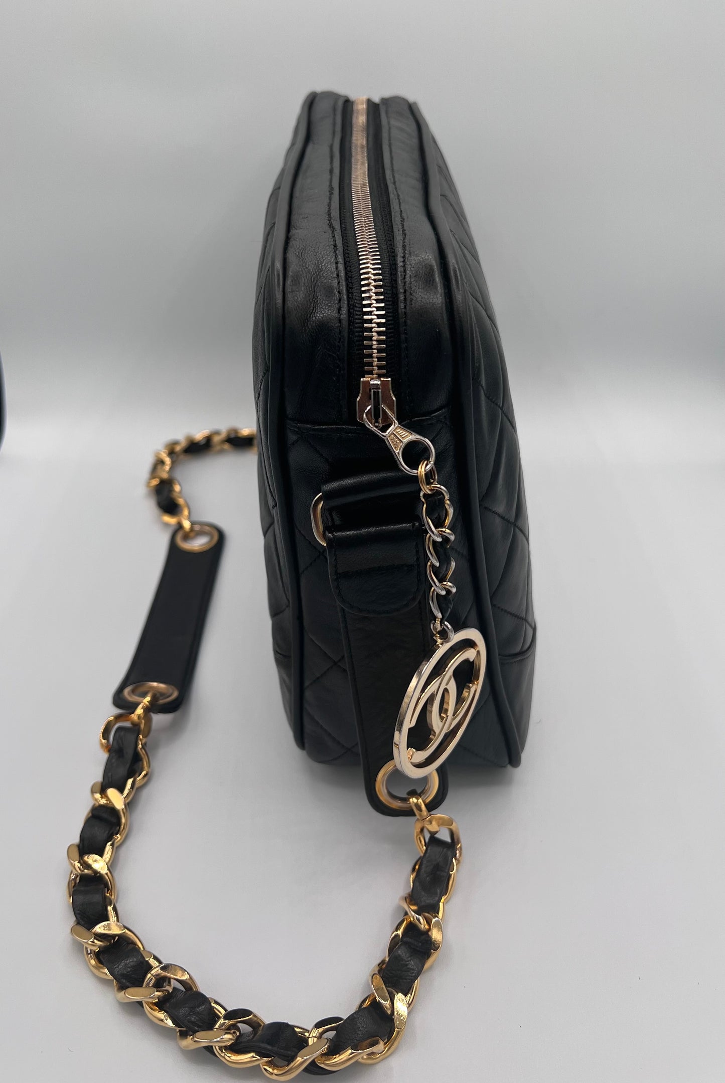 Vintage Chanel Black Leather Camera Bag