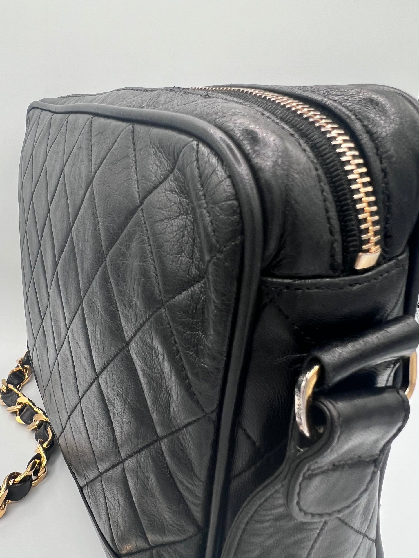 Vintage Chanel Black Leather Camera Bag