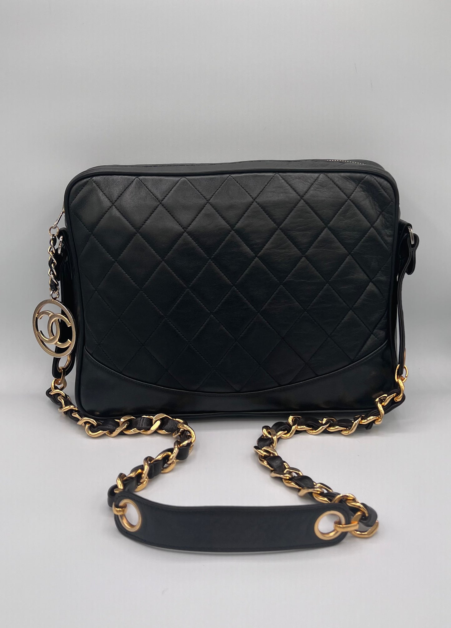 Vintage Chanel Black Leather Camera Bag