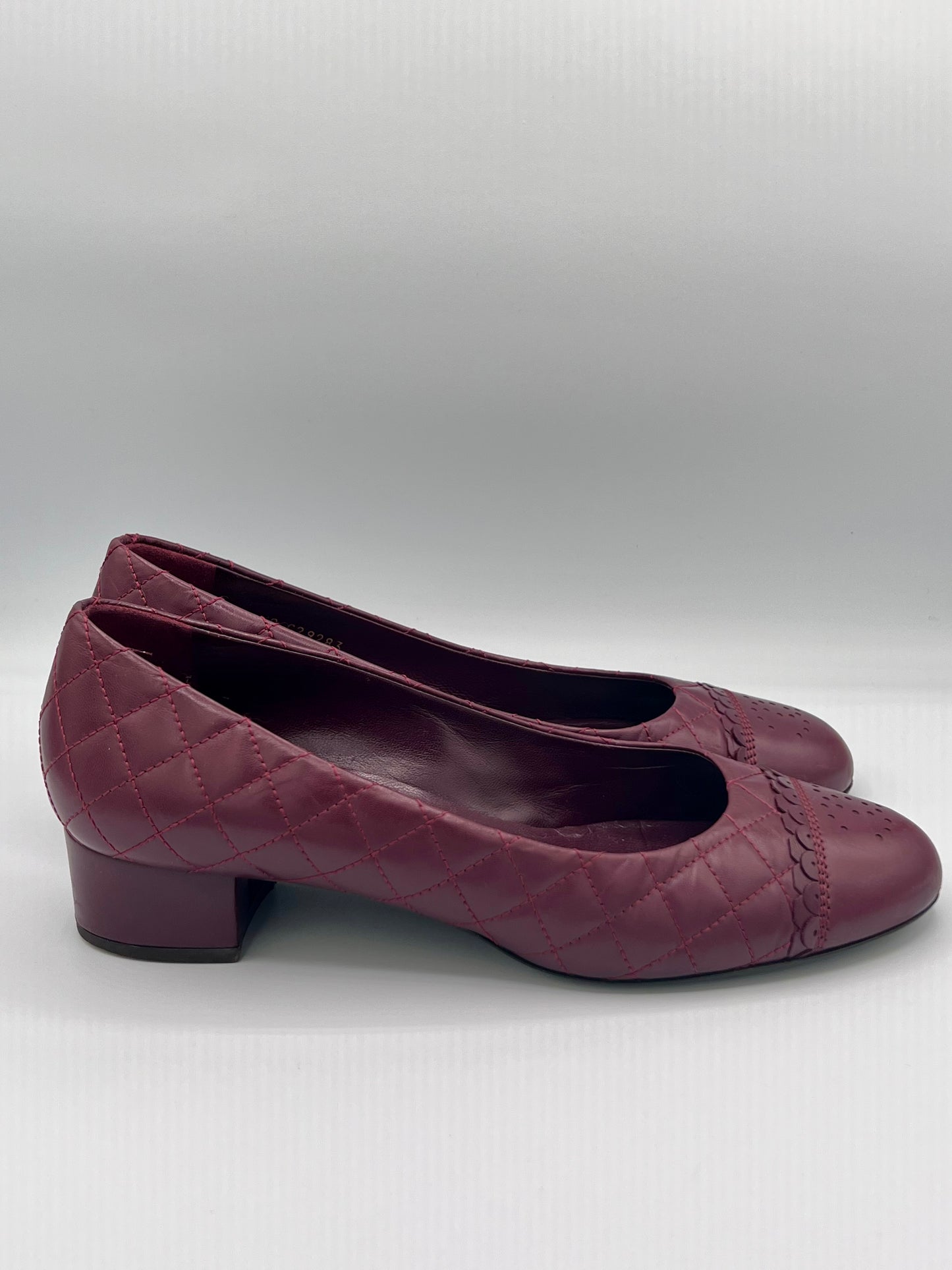 Chanel Burgundy Heeled Quilted Ballet Flats