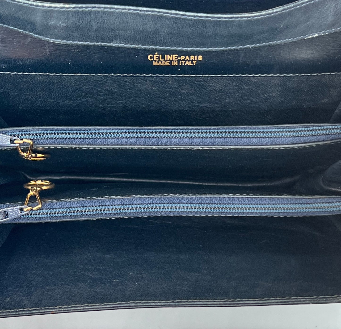 Vintage Celine C Sarky Navy Shoulder Bag
