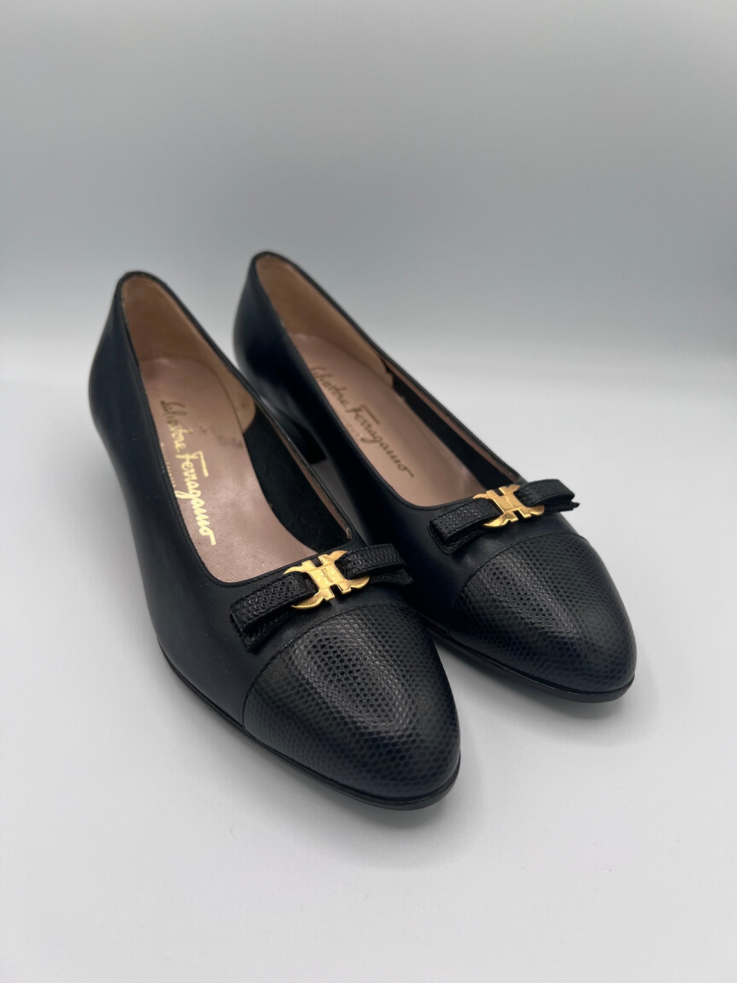 Black Ferragamo Heeled Ballet Flats