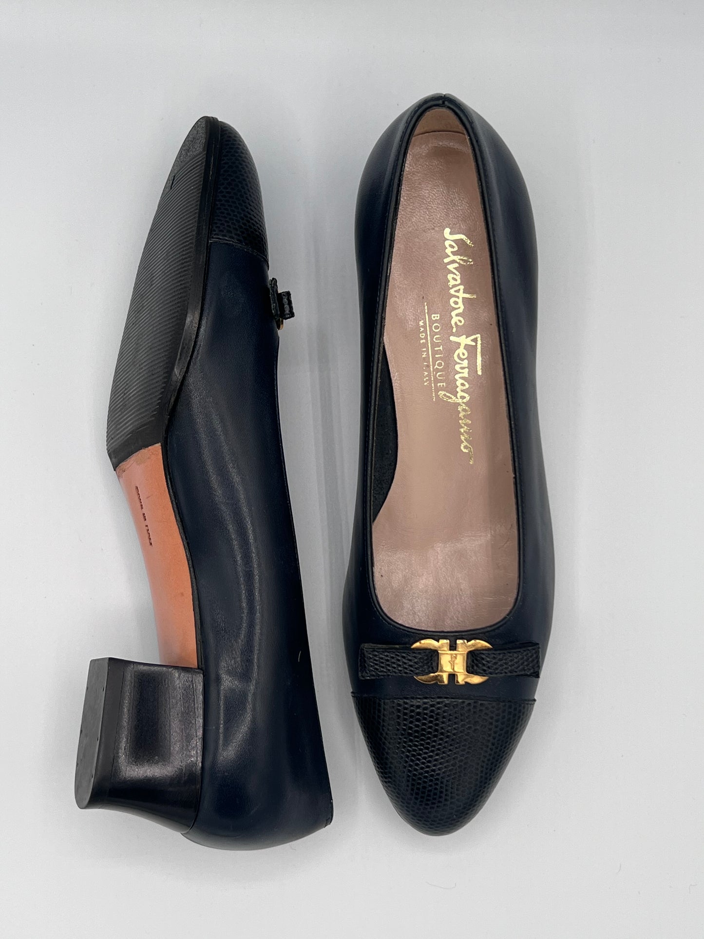 Black Ferragamo Heeled Ballet Flats