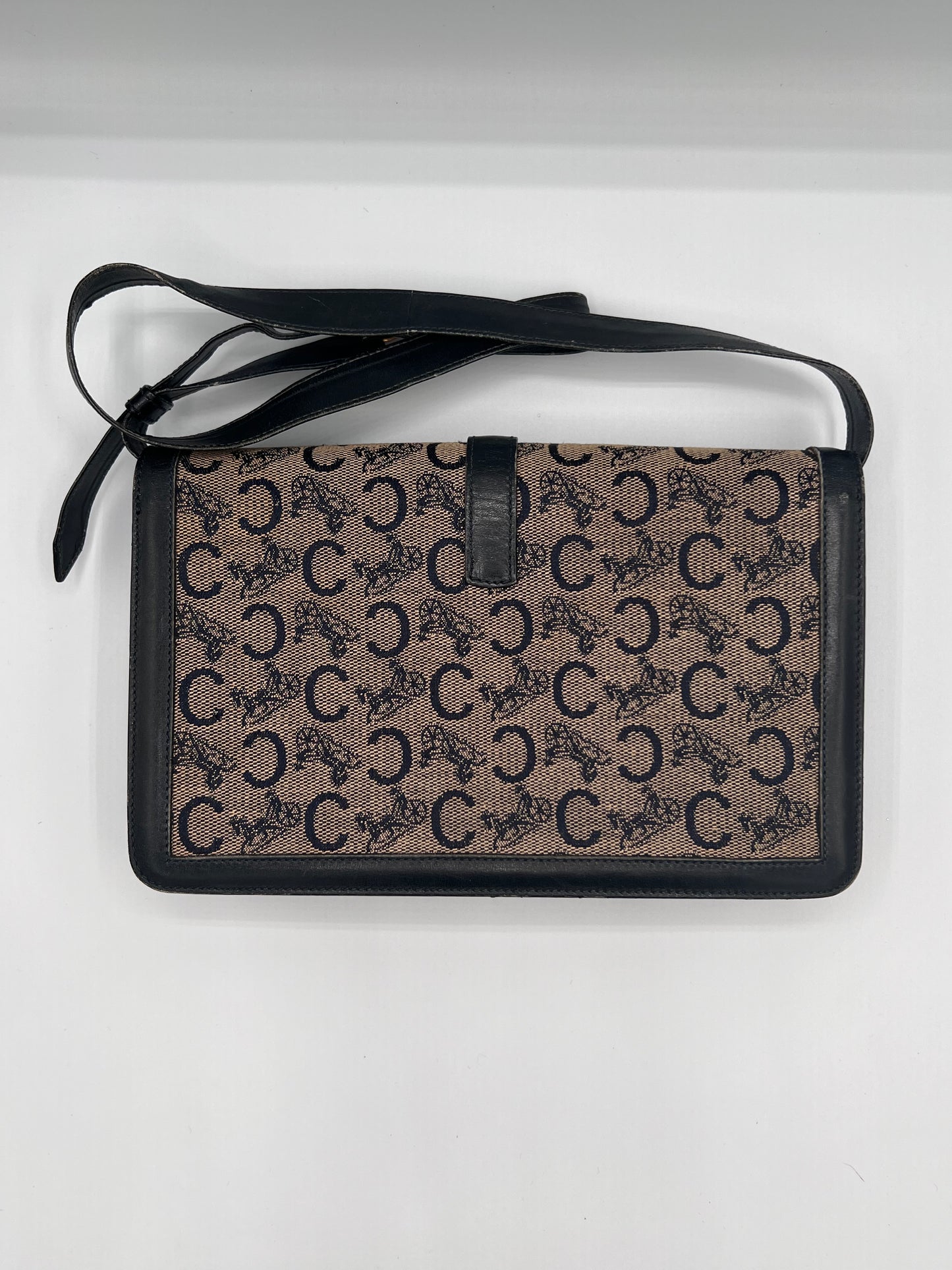 Vintage Celine C Sarky Navy Shoulder Bag