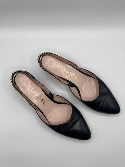 Vintage Chanel Black Slingback Heels