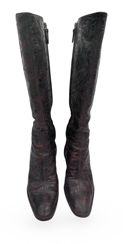 Oscar de la Renta Women’s Embossed Leather Knee High Boots