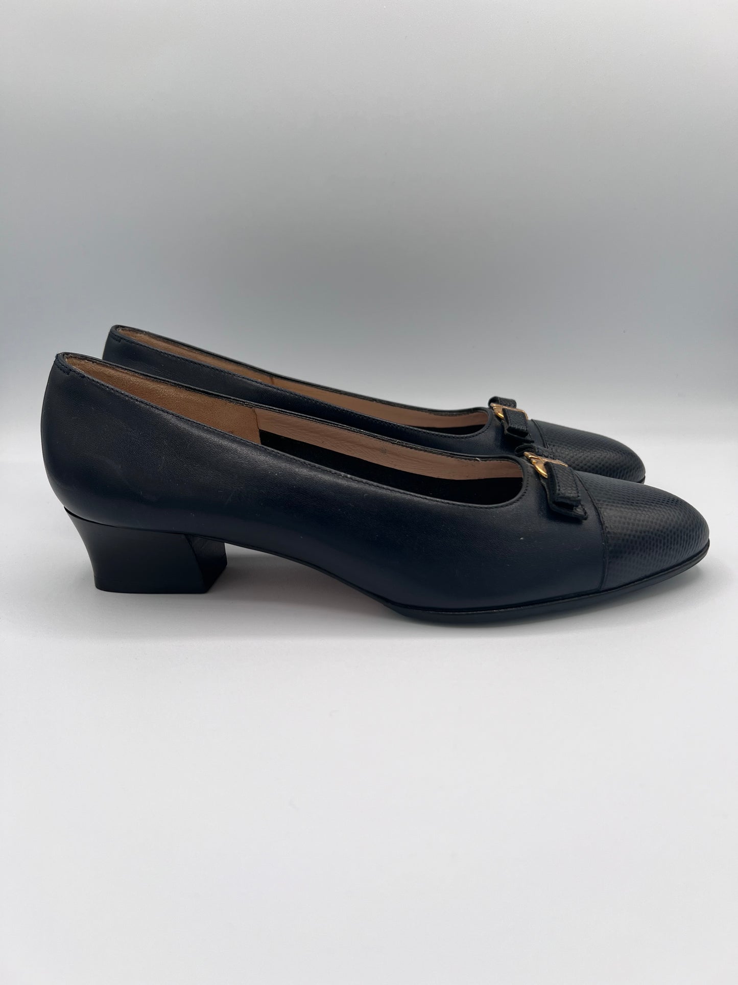 Black Ferragamo Heeled Ballet Flats