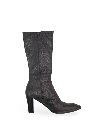 Oscar de la Renta Women’s Embossed Leather Knee High Boots