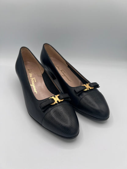 Black Ferragamo Heeled Ballet Flats