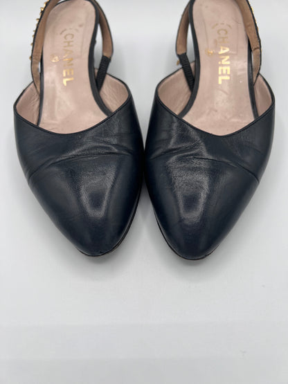 Vintage Chanel Black Slingback Heels