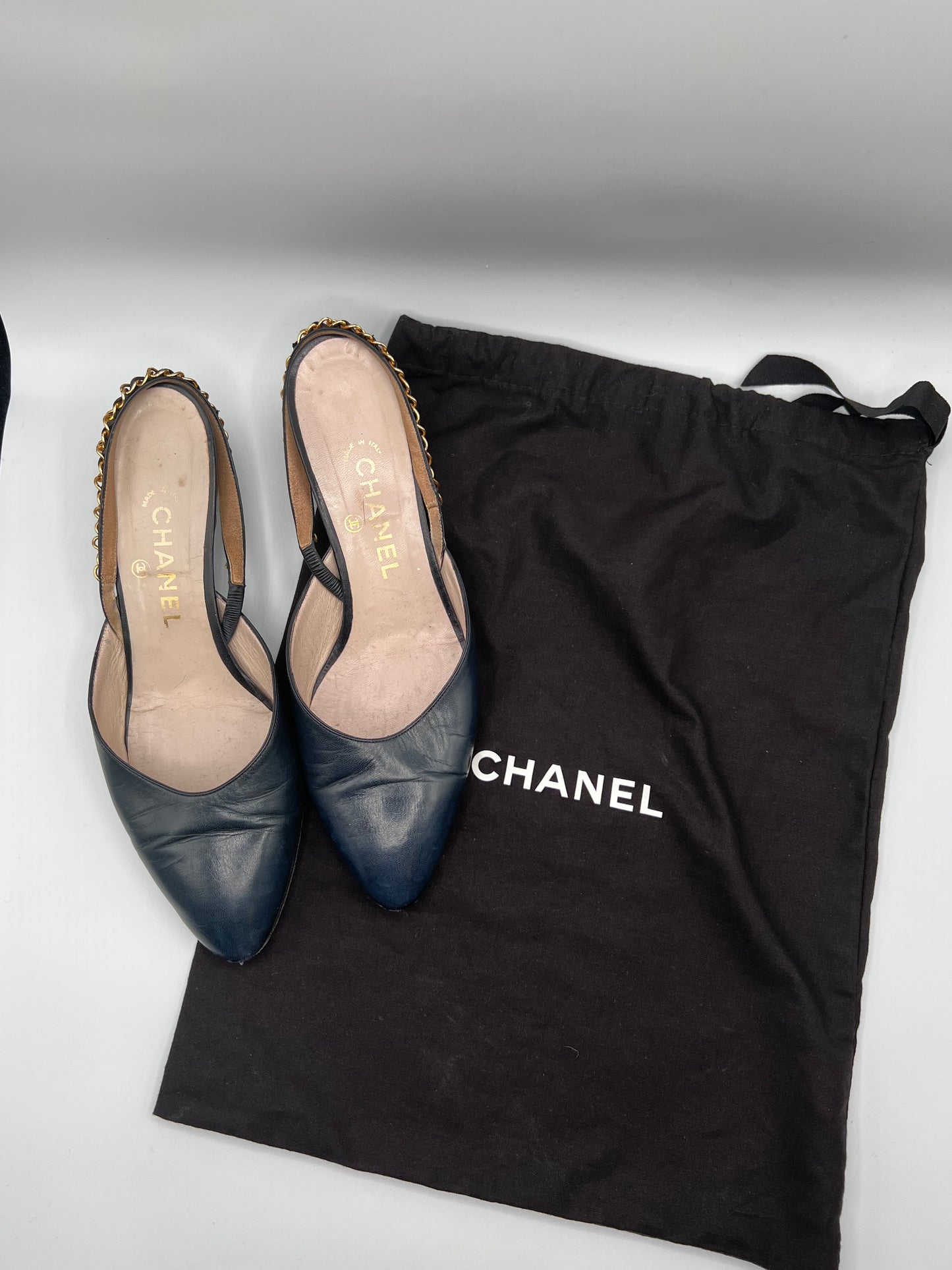 Vintage Chanel Black Slingback Heels