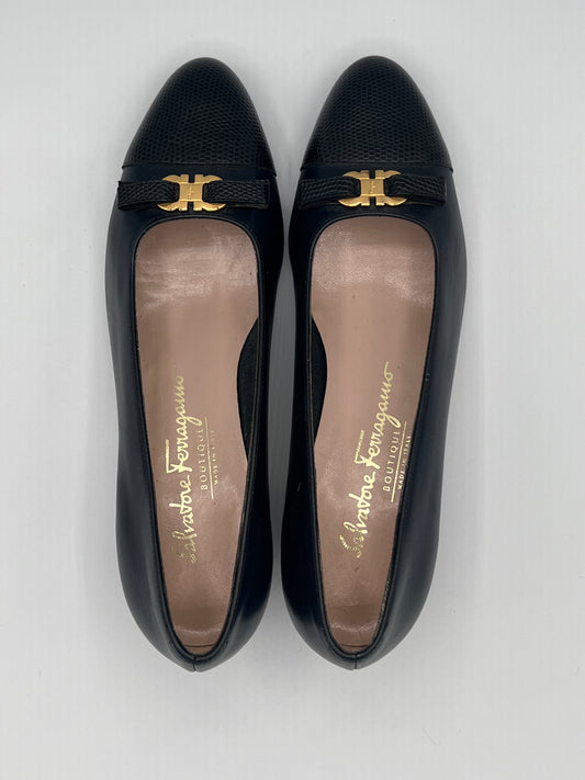 Black Ferragamo Heeled Ballet Flats